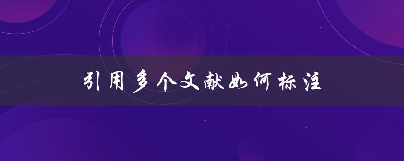 引用多个文献如何标注(有哪些常用的标注方式)