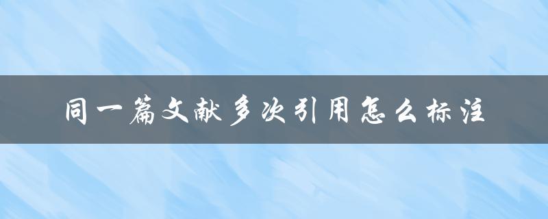 同一篇文献多次引用怎么标注
