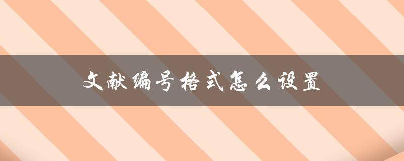 文献编号格式怎么设置(详细步骤解析)