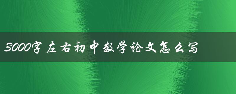 3000字左右初中数学论文怎么写