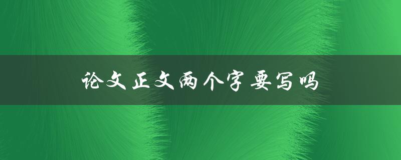 论文正文两个字要写吗(详解写与不写的区别)