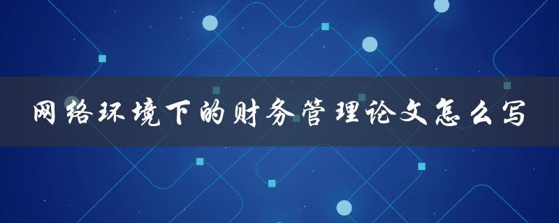 网络环境下的财务管理论文怎么写