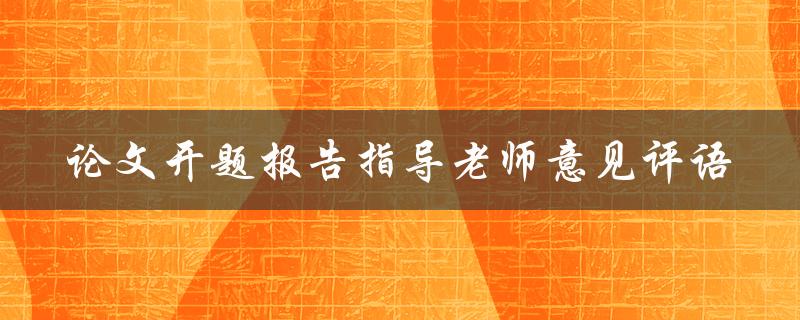 论文开题报告指导老师意见评语