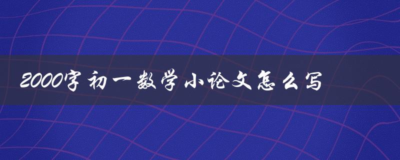 2000字初一数学小论文怎么写