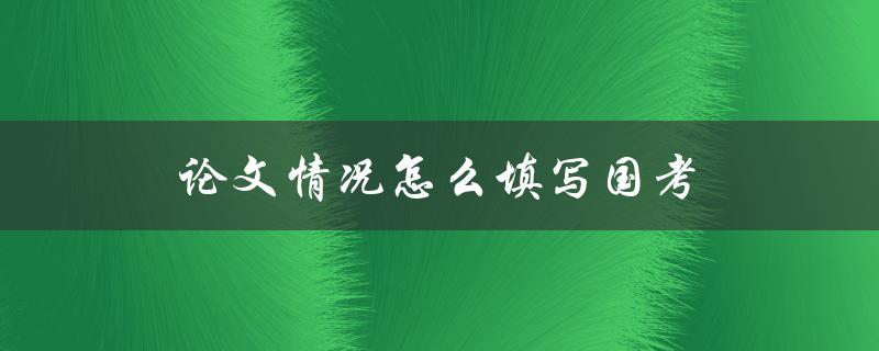 论文情况怎么填写国考(详细解读国考论文情况填写要点)