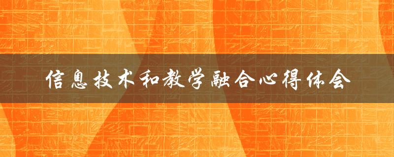 信息技术和教学融合心得体会