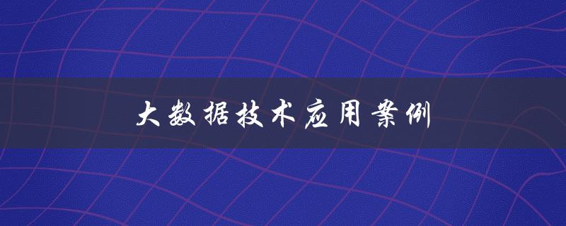 大数据技术应用案例(哪些行业正在成功应用大数据技术？)
