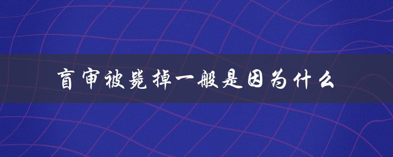 盲审被毙掉一般是因为什么