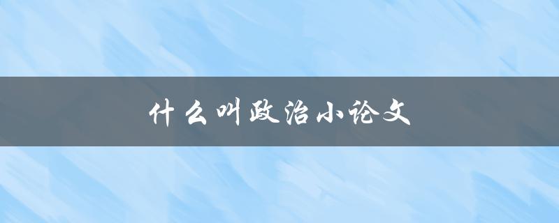 什么叫政治小论文(详解政治学术写作的基础知识)