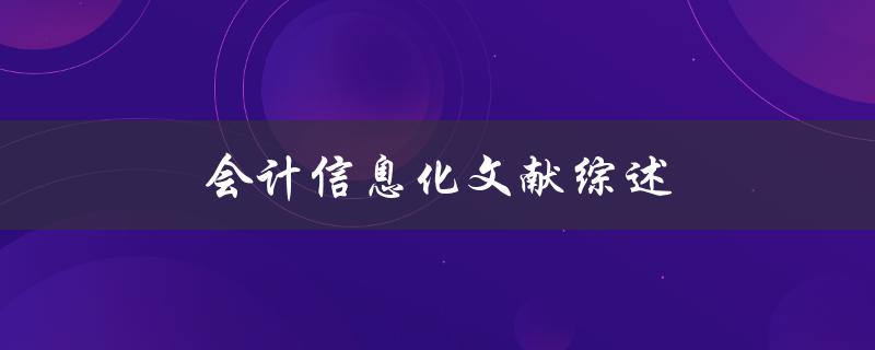 会计信息化文献综述(有哪些研究成果和未来趋势)