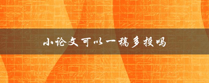 小论文可以一稿多投吗