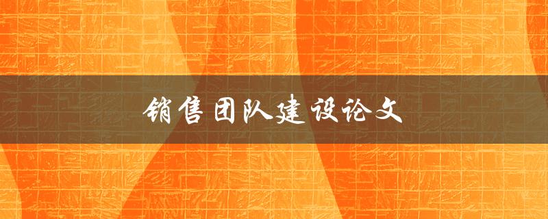 销售团队建设论文(如何提高销售团队的效能)