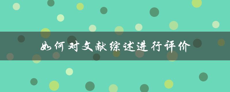 如何对文献综述进行评价