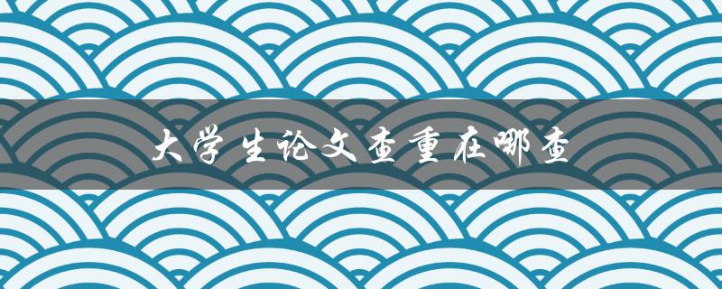 大学生论文查重在哪查