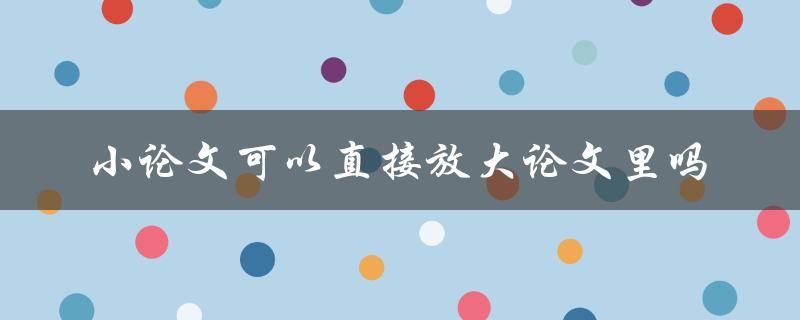小论文可以直接放大论文里吗