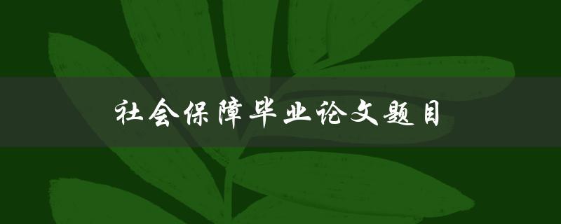 社会保障毕业论文题目(如何评估社会保障制度的可持续性)