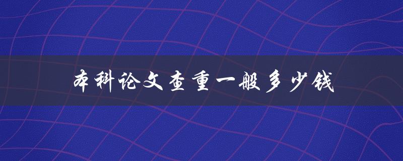 本科论文查重一般多少钱(市面上常见的查重服务费用是多少？)