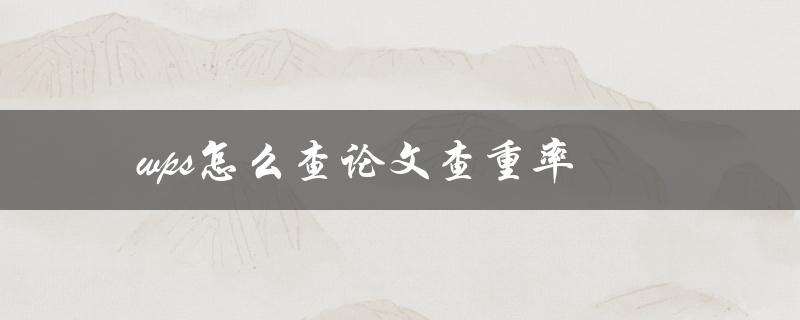 wps怎么查论文查重率(快速掌握查重技巧)