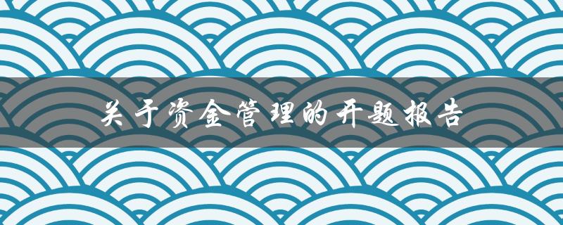 如何撰写一份关于资金管理的开题报告