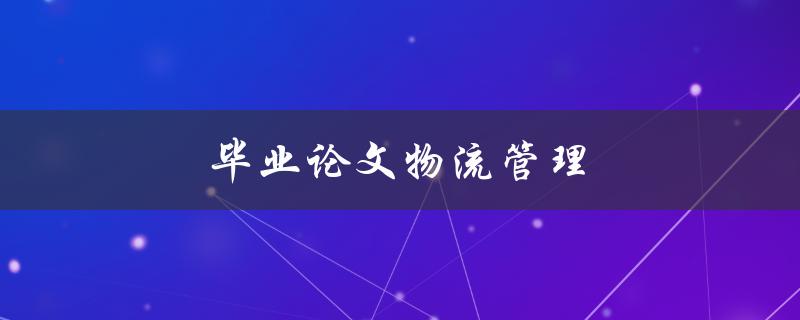 毕业论文物流管理(如何提高供应链效率)