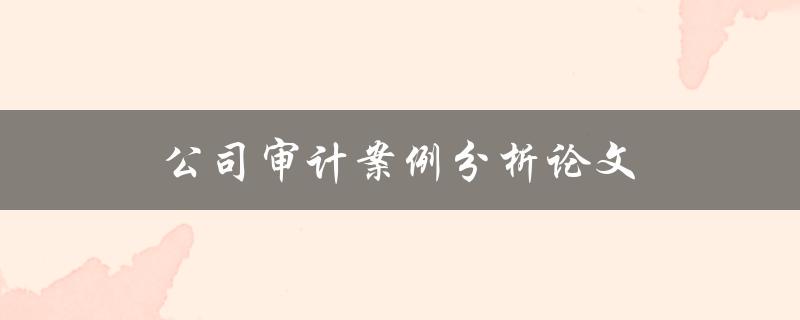 公司审计案例分析论文(如何撰写高质量的论文)