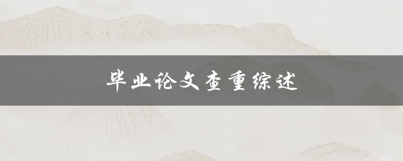 毕业论文查重综述(如何正确使用查重工具)