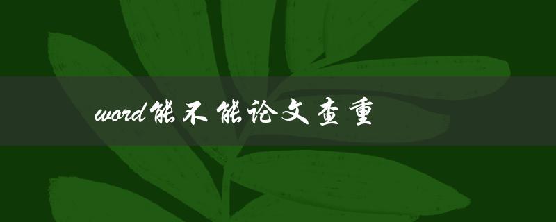 word能不能论文查重(有哪些方法和工具可以使用)
