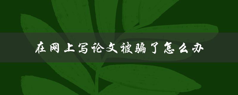在网上写论文被骗了怎么办