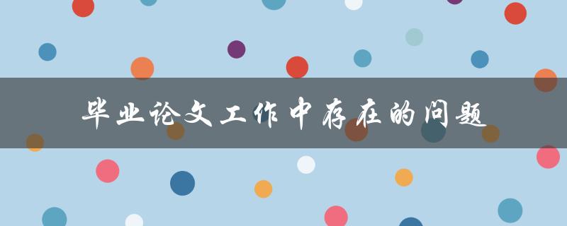 毕业论文工作中存在的问题