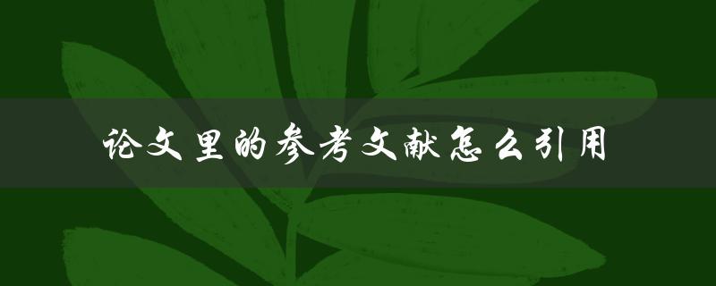 论文里的参考文献怎么引用