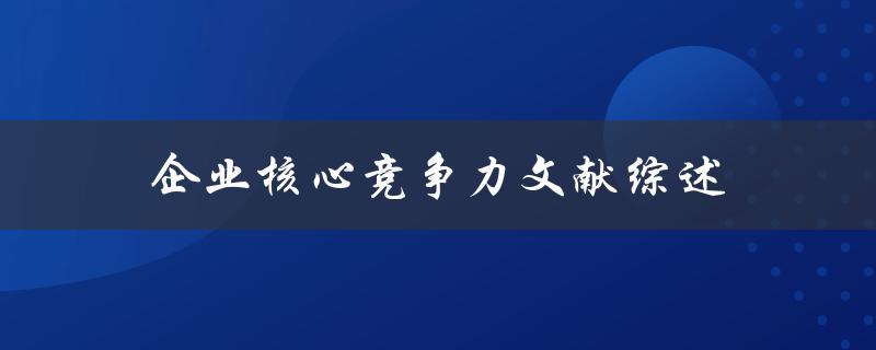 企业核心竞争力文献综述