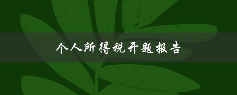 个人所得税开题报告(如何撰写完整且有价值的报告)