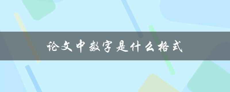 论文中数字是什么格式
