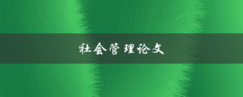 社会管理论文(如何撰写高质量的社会管理论文)