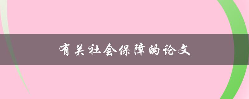 有关社会保障的论文(如何评估其对国家经济的影响)