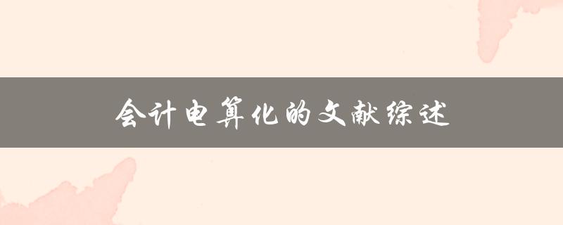 会计电算化的文献综述现状与发展趋势