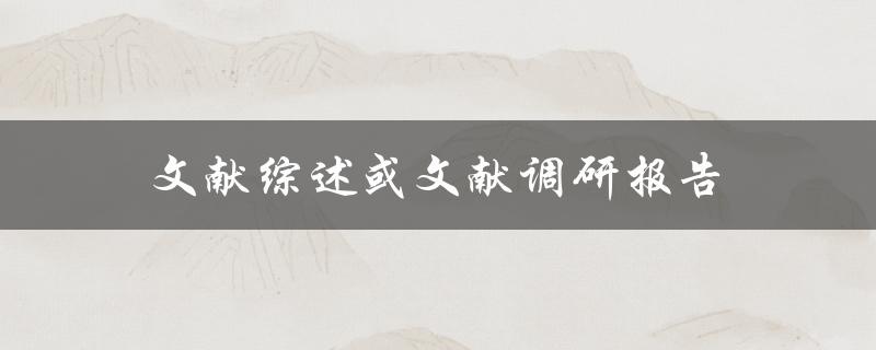 如何撰写一篇完整的文献综述或文献调研报告