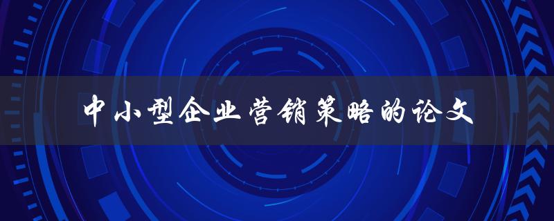 如何制定有效的中小型企业营销策略？——以论文探讨
