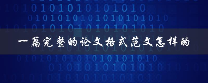 一篇完整的论文格式范文怎样的
