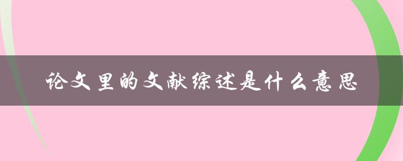 论文里的文献综述是什么意思
