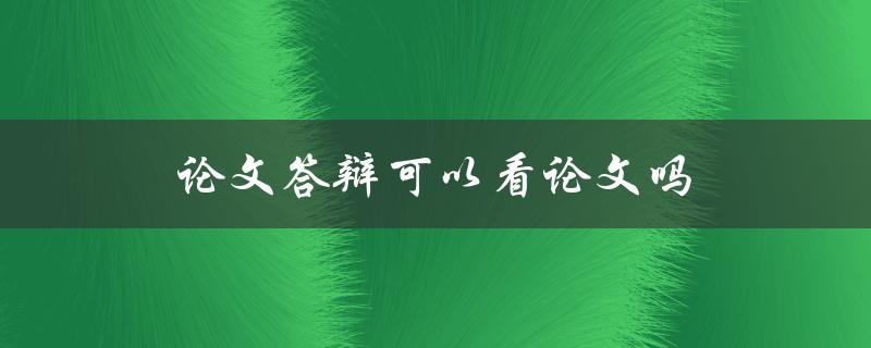论文答辩可以看论文吗