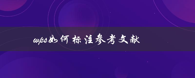wps如何标注参考文献