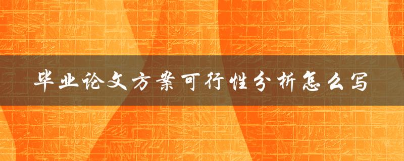 毕业论文方案可行性分析怎么写
