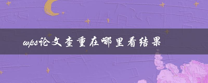 wps论文查重在哪里看结果