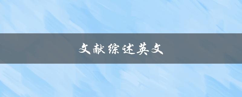 文献综述英文如何撰写