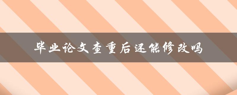 毕业论文查重后还能修改吗