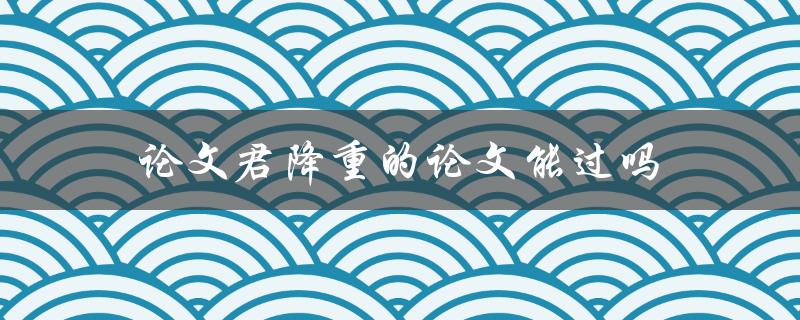 论文君降重的论文能过吗