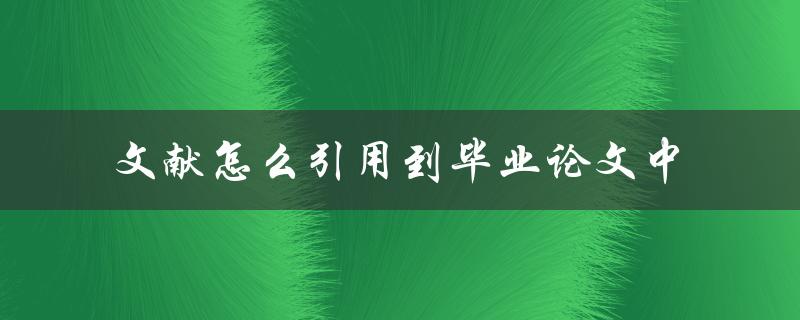文献怎么引用到毕业论文中