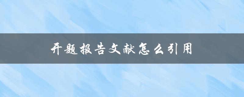 开题报告文献怎么引用