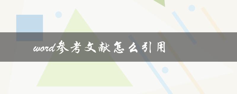 word参考文献怎么引用